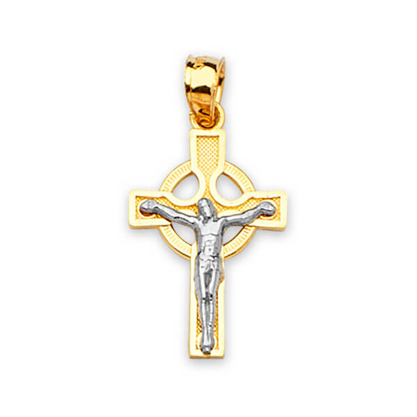 #16772 - Crucifix Pendant in 14K Two-Tone Gold