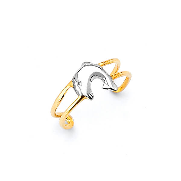 #16858 - Dolphin Toe Ring in 14K Two-Tone Gold