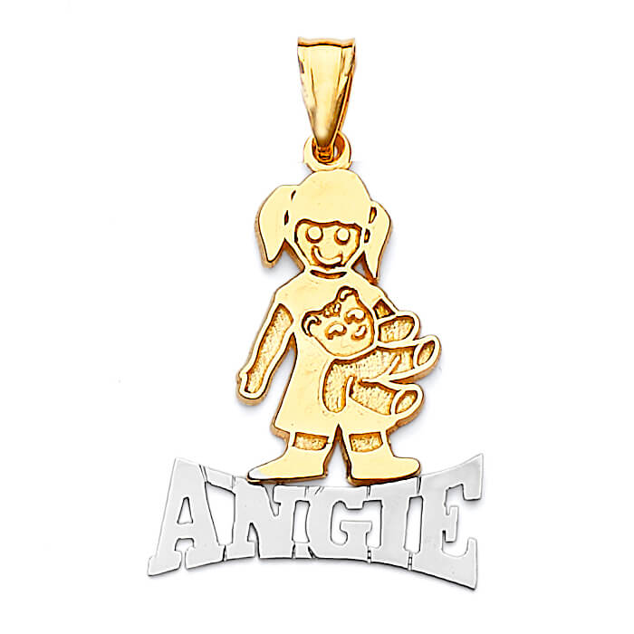 #19411 -  Personalized Kids Pendant in 14K Two-Tone Gold