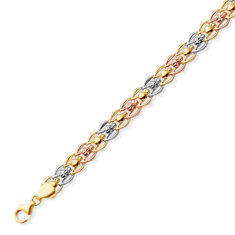 #200234 - Fancy Ladies Ornate Bracelet In 14K Tri-Color Gold