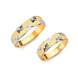 Diamond-Cut Wedding Band in 14K Two-Tone Gold
