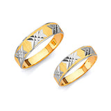 Diamond-Cut Wedding Band in 14K Two-Tone Gold