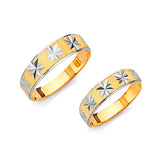 Diamond-Cut Wedding Band in 14K Two-Tone Gold