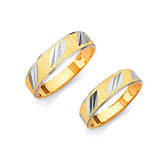 Diamond-Cut Wedding Band in 14K Two-Tone Gold