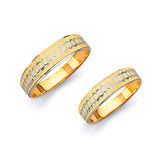 Diamond-Cut Wedding Band in 14K Two-Tone Gold