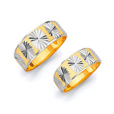 Diamond-Cut Wedding Band in 14K Two-Tone Gold