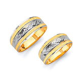 Diamond-Cut Wedding Band in 14K Two-Tone Gold
