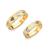 Diamond-Cut Wedding Band in 14K Two-Tone Gold