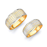 Diamond-Cut Wedding Band in 14K Two-Tone Gold