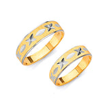 Diamond-Cut Wedding Band in 14K Two-Tone Gold