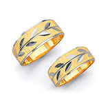 Diamond-Cut Wedding Band in 14K Two-Tone Gold