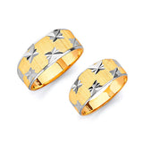 Diamond-Cut Wedding Band in 14K Two-Tone Gold