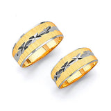 Diamond-Cut Wedding Band in 14K Two-Tone Gold