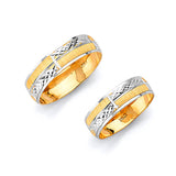 Diamond-Cut Wedding Band in 14K Two-Tone Gold