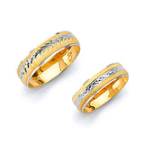 Diamond-Cut Wedding Band in 14K Two-Tone Gold