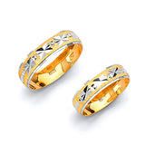 Diamond-Cut Wedding Band in 14K Two-Tone Gold