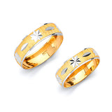 Diamond-Cut Wedding Band in 14K Two-Tone Gold