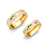 Diamond-Cut Wedding Band in 14K Two-Tone Gold