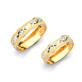Diamond-Cut Wedding Band in 14K Two-Tone Gold