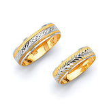 Diamond-Cut Wedding Band in 14K Two-Tone Gold