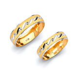 Diamond-Cut Wedding Band in 14K Two-Tone Gold