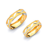 Diamond-Cut Wedding Band in 14K Two-Tone Gold