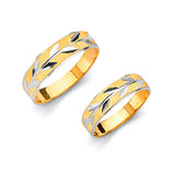 Diamond-Cut Wedding Band in 14K Two-Tone Gold