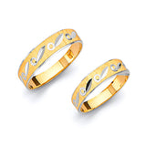Diamond-Cut Wedding Band in 14K Two-Tone Gold