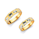 Diamond-Cut Wedding Band in 14K Two-Tone Gold