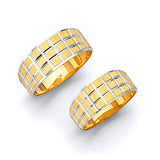 Diamond-Cut Wedding Band in 14K Two-Tone Gold