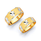 Diamond-Cut Wedding Band in 14K Two-Tone Gold