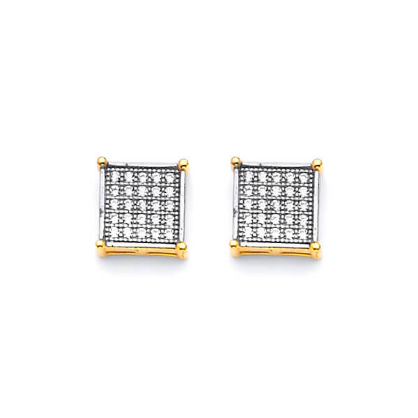 #201356 -  stud Earrings with White CZ in 14K Two-Tone Gold