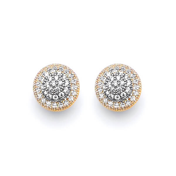 #201362 -  stud Earrings with White CZ in 14K Two-Tone Gold