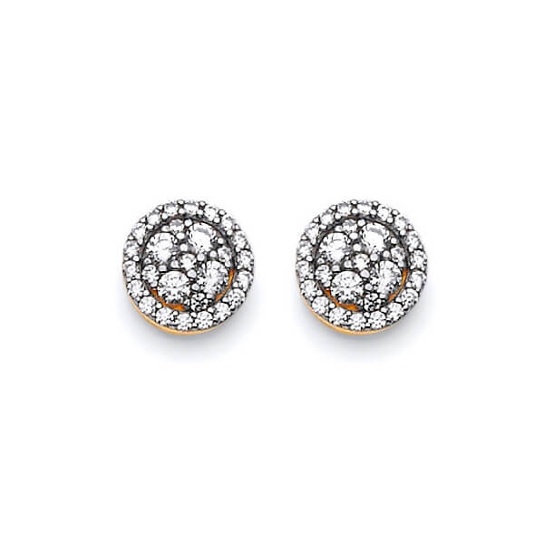 #201363 -  stud Earrings with White CZ in 14K Two-Tone Gold