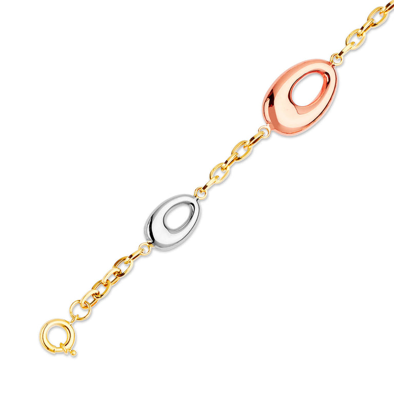 #201528 - Ladies Charm Bracelet In 14K Tri-Color Gold
