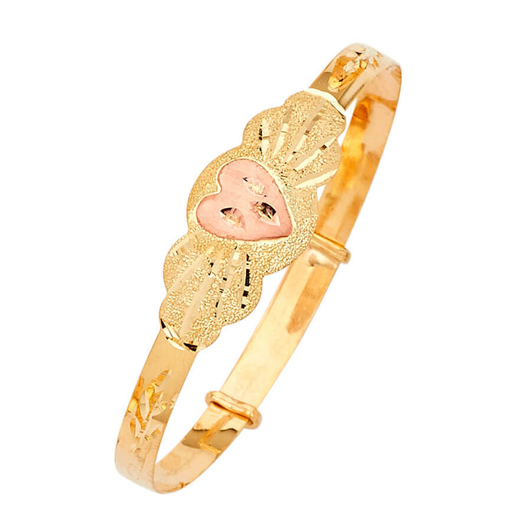 #201934 - Heart Girls Bangle in 14K Two-Tone Gold