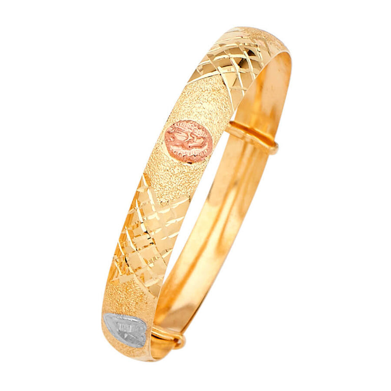 #202075 - Guadalupe Girls Bangle in 14K Tri-Color Gold
