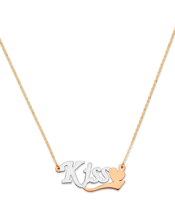 #202119 - Heart Charm Necklace in 14K Tri-Color Gold