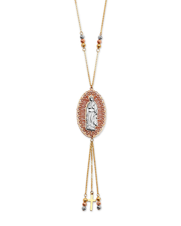 #202166 - Guadalupe Charm Necklace in 14K Tri-Color Gold
