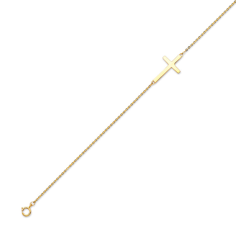 #202193 - Ladies Cross Charm Bracelet In 14K Gold