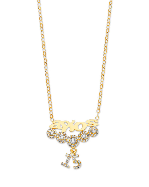 #202215 -  White CZ Charm Necklace in 14K Gold