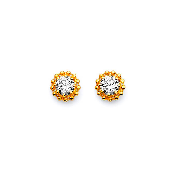 #202553 -  stud Earrings with White CZ in 14K Gold
