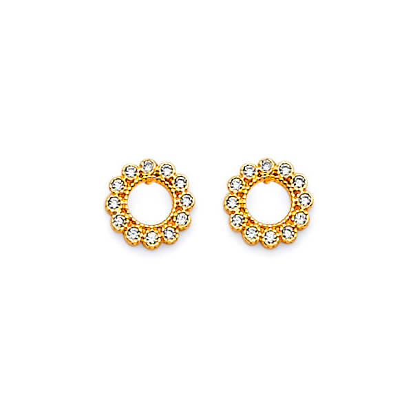 #202555 -  stud Earrings with White CZ in 14K Gold