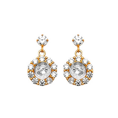 #202616 -  Drop Earrings with White CZ in 14K Gold