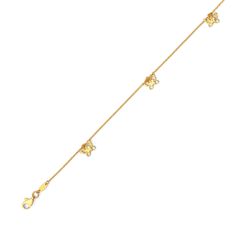 #202786 - Butterfly Charm Anklet in 14K Gold