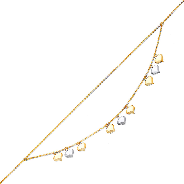 #202819 - Heart Charm Anklet in 14K Two-Tone Gold