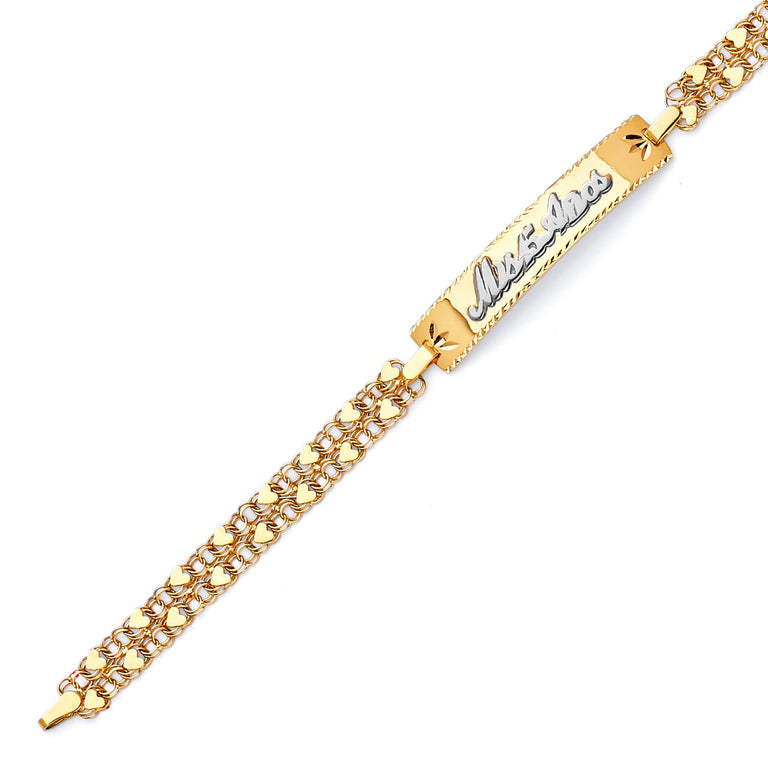 #203152 - Mexican Quinceañera Heart Bracelet In 14K Two-Tone Gold