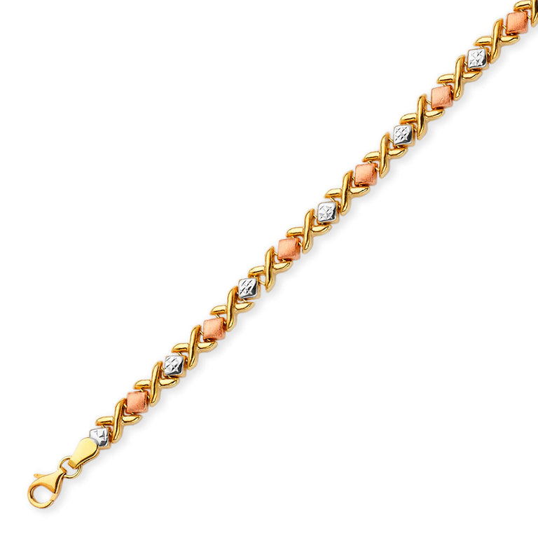#203224 - Fancy Ladies Ornate Bracelet In 14K Tri-Color Gold