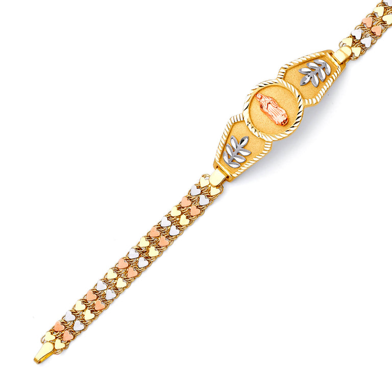 #203307 - Mexican Ladies Guadalupe Bracelet In 14K Tri-Color Gold