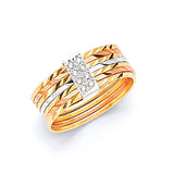 #203567 - White CZ 7-Day Ladies Ring in 14K Tri-Color Gold